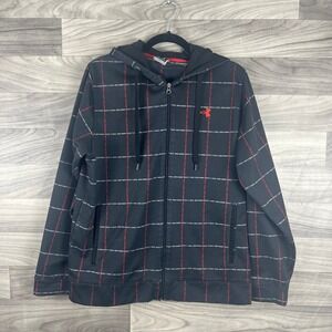 Under Armour Hoodie Mens M Black Windowpane Full Zip Lined Sporty‎ Athleisure